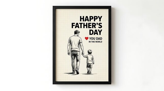 Father and Child Holding Hands Illustration for Happy Fathers Day Greeting Card Design