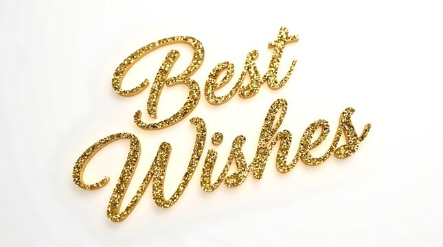 Glossy golden glitter text saying best wishes for festive holiday greeting cards and invitations