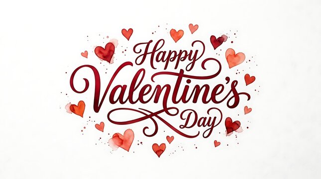 Happy Valentines Day decorative graphic with elegant cursive text and heart shapes