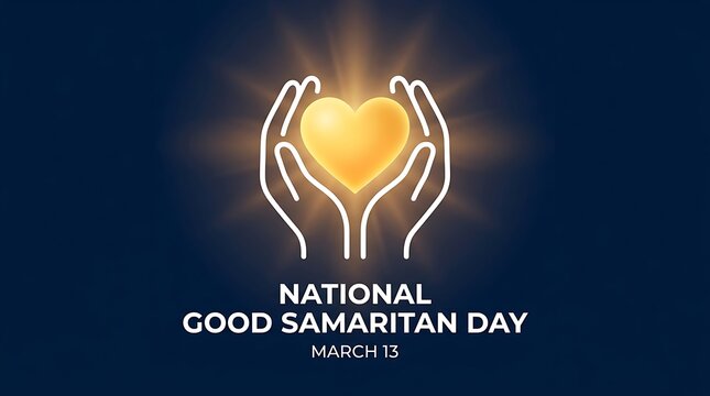 Illustration of hands holding heart symbol for National Good Samaritan Day celebration on March 13