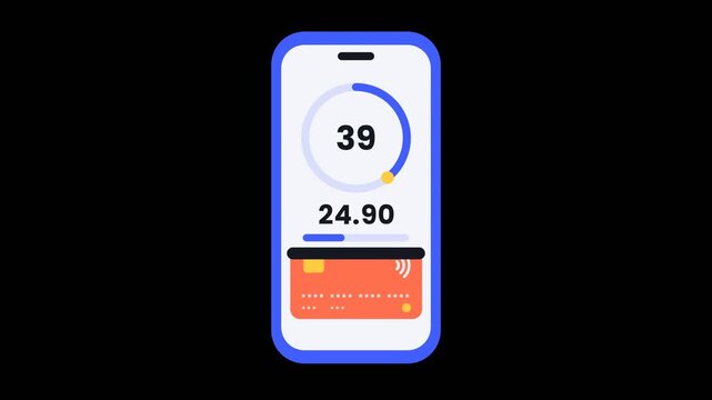 Smartphone interface blue payment animation with smooth flowing motion in a seamless loop graphic footage