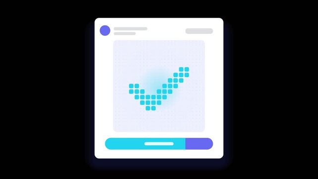 Social media blue checkmark interface with smooth flowing motion in a seamless loop animation