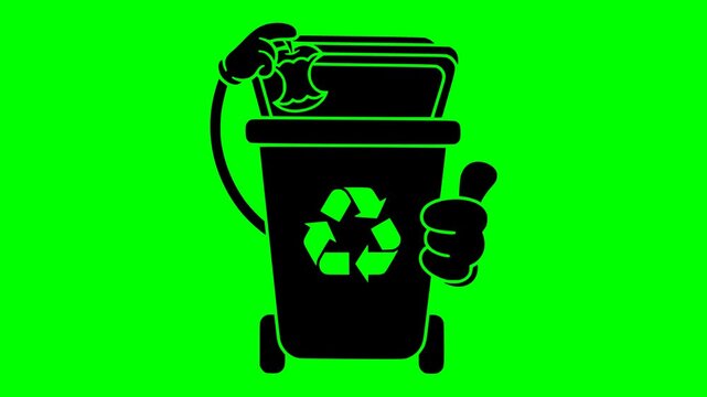 garbage illustration video animation can environment trash silhouette waste logo recycling icon bin rubbish recycle pollution container ecology plastic outline disposal junk clean for green screen foo