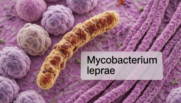 Close-up group purple-colored bacteria specifically mycobacterium leprae which type arranged circular pattern