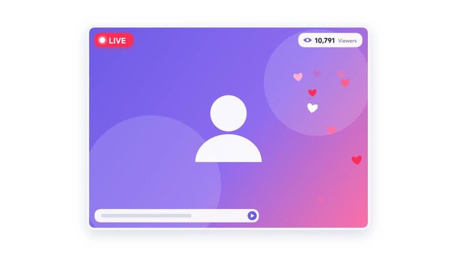 Blank Live Streaming Screen Interface with Viewer Counter and Heart Reactions