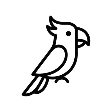 Parrot Bird Exotic Wildlife Animal Line Art Icon Graphic Design