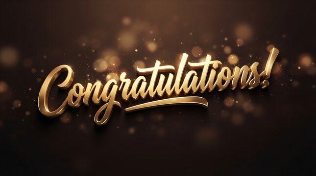 Elegant Golden Congratulations Text Design With Sparkling Bokeh Background For Celebration Announcements