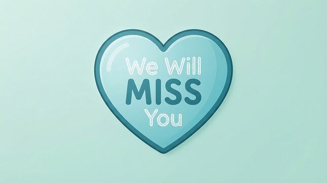 Heart shaped graphic design expressing we will miss you message for sentimental communication
