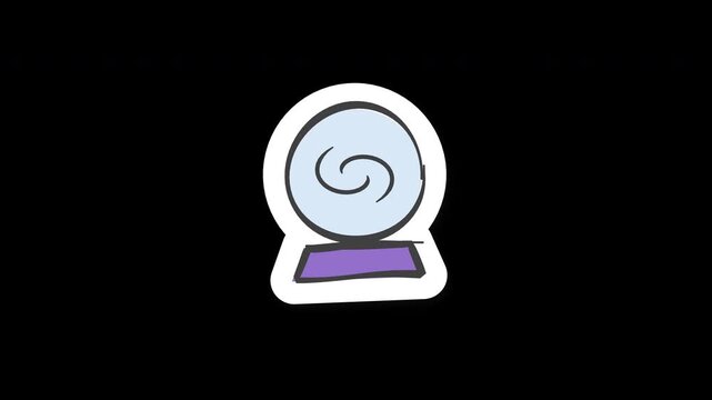 Hand Drawn Halloween crystal ball fortune magic 4K Hand Drawn Animation with alpha transparent background