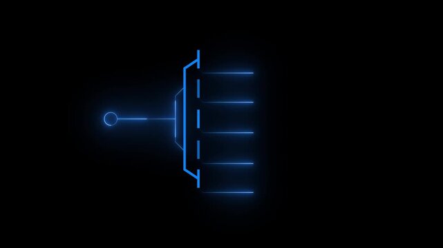 Futuristic blue glowing HUD element, sci-fi cyber tech data tree diagram network, digital interface design concept with connection nodes on dark background
