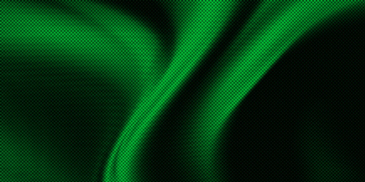 Abstract Neon Green Digital Grid Background with Black Gradient and Futuristic Light Waves
