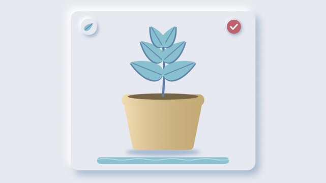 Blue plant pot graphic with smooth swaying motion in a seamless loop animation