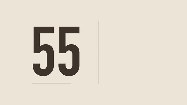 One minute countdown with tall numbers on sand and copy space