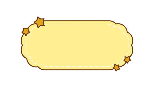  Yellow Rounded Label Frame with Flower Decoration PNG with Transparent Background, Pastel Title Box Overlay, Kawaii Banner Element for Journal & Canva Design