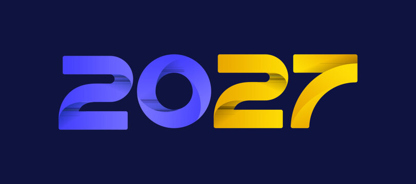 2027 Purple and Yellow Typography Design, Bold Modern Number Logo