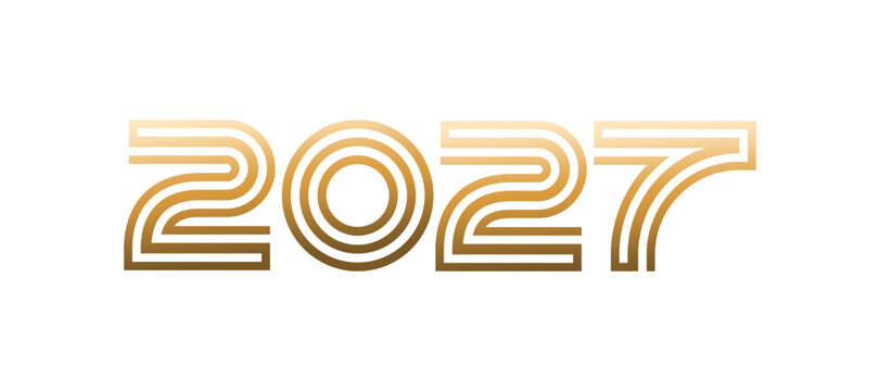 2027 Gold Outline Typography Design, Elegant Geometric Number Logo