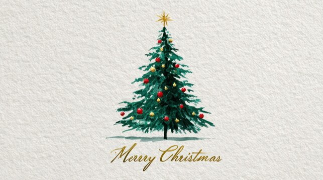 Merry Christmas card with a Christmas tree