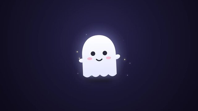 cute cartoon floating ghost halloween animation HD 4K