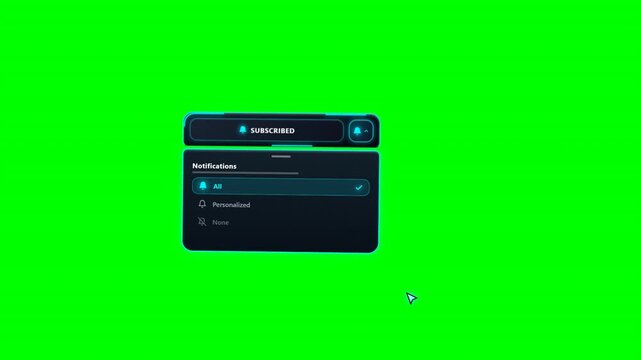 Cyan Subscribe Bell Notification Action Sheet Modal Overlay