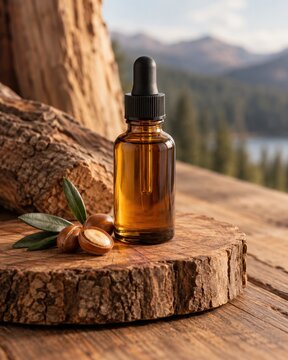 beard oil with argan rests in soft natural light