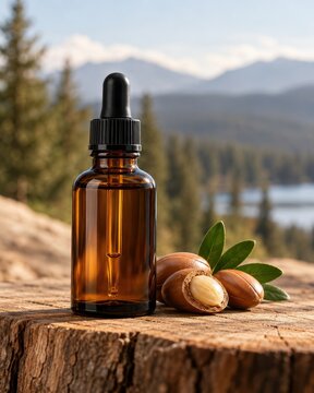 beard oil with argan rests in soft natural light