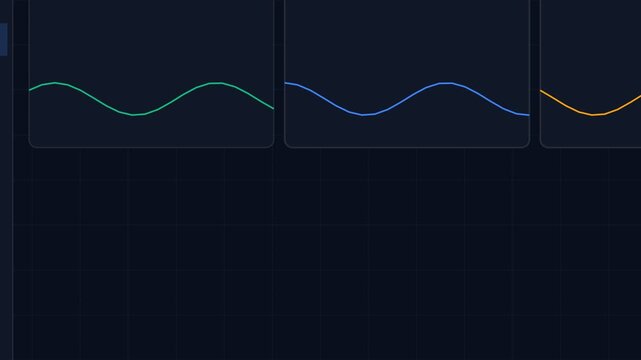 Financial Data Display: A digital interface showcases three distinct line graphs, each representing a different data trend with vibrant colors against a dark, modern backdrop.