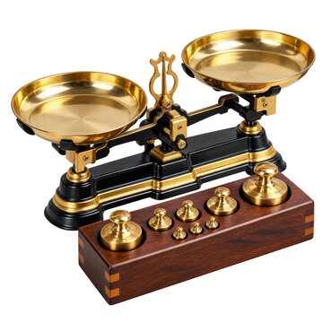 Antique Two Pan Balance Scale with Brass Weights