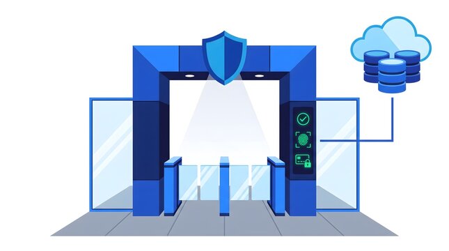 Digital security gate with fingerprint scanner and cloud data storage integration for access control and data protection