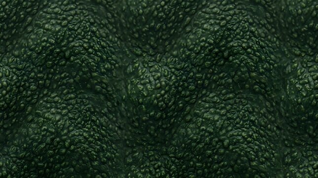 Dark green textured surface with bumpy pattern and organic waves resembling rough skin or rugged natural material for abstract backgrounds and design use