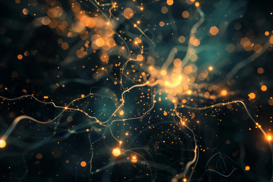 Abstract 3D mirror and neural network for psychology concept