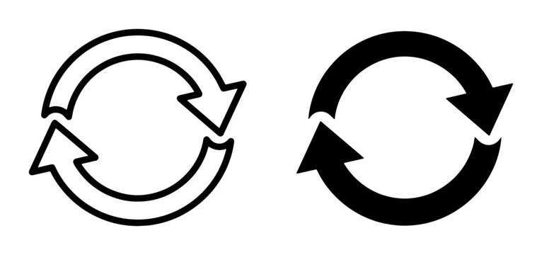 Refresh arrows set with circular motion and reload icons for web and app