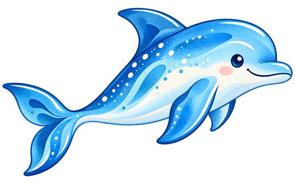 Blue whale illustration featuring a streamlined body, broad pectoral fins, and textured blue markings.