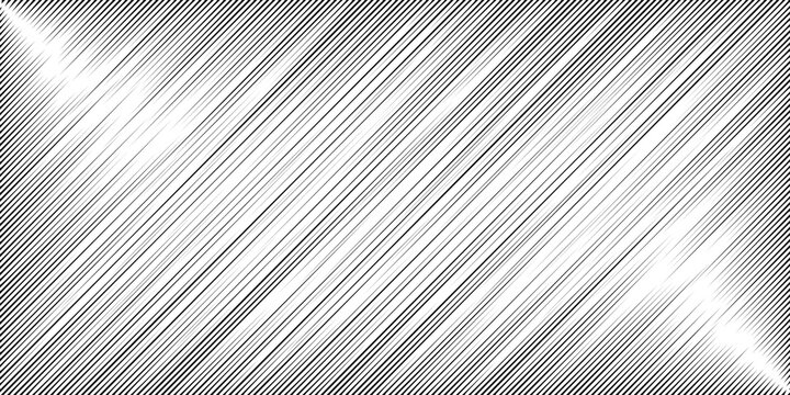 Abstract Black and White Diagonal Line Pattern with Halftone Engraving Effect Light Distortions Fine Hatch Lines and Geometric Texture Background.
