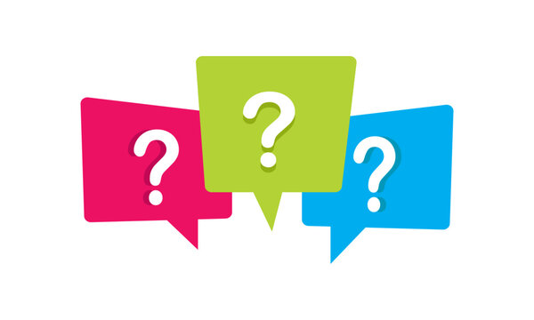 Question mark on speech bubbles. FAQ and query symbol. Transparent vector