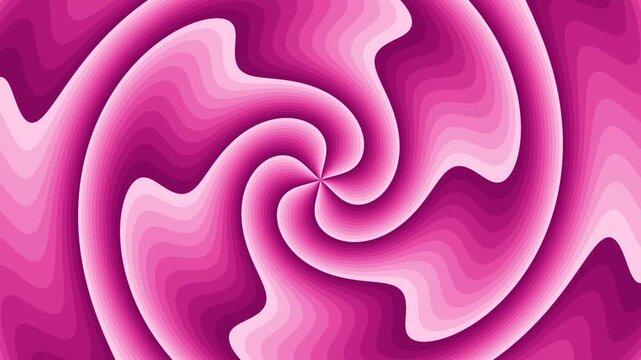 Pink wavy spiral pattern rotating around center with layered gradient bands in abstract motion
