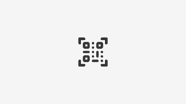 Qr code scanning interface graphic symbol with focus square over light gray background abstract technology concept.