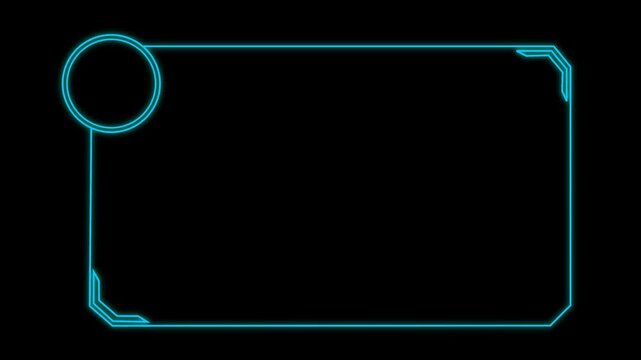 Frame animation displays circular elements and border contours on dark. User interface screen overlay data guides frame. Display consoles operate with frame animation.