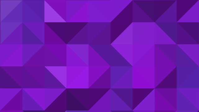 Purple triangle mosaic pattern rearranging across abstract low poly geometric background