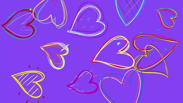 Colorful Hand Drawn Hearts animation