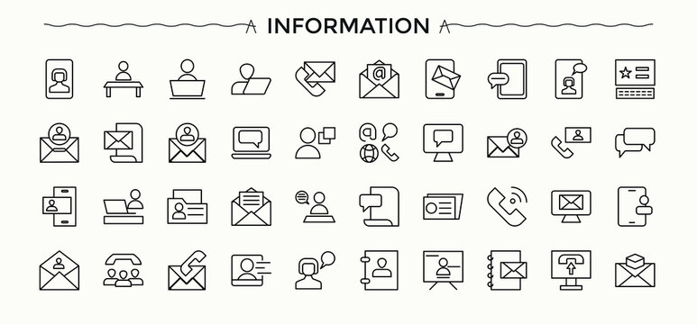 Information icon set. News perfect for logos and infographic. Minimal icons set. Data icon. Art and illustration.