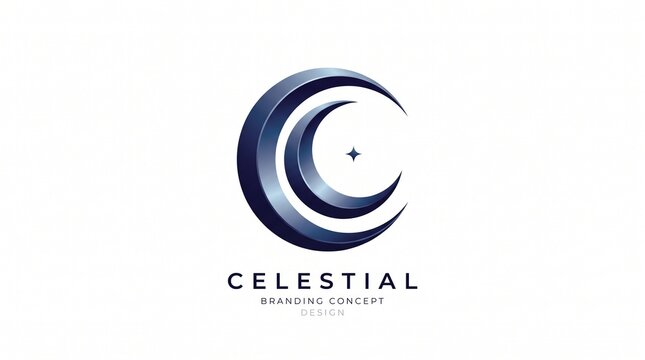 Elegant Celestial Branding Concept Logo with a Star and Crescent Moon Design on a White Background