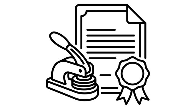 Document seal stamp validates official legal papers.