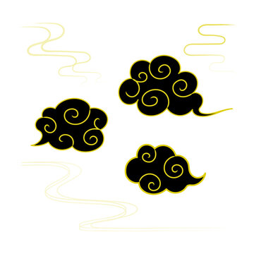 和風の雲と霞の装飾素材セット