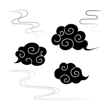 和風の雲と霞の装飾素材セット