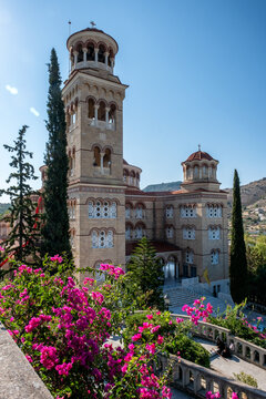 Cathedral of Saint Nectarios (also known as the Holy Trinity Monastery) on the island of Aegina, Greece