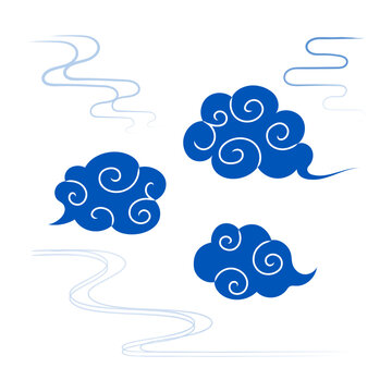 和風の雲と霞の装飾素材セット