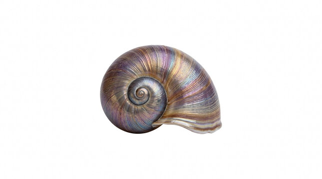 A single beautiful brown snail shell with a spiral pattern resting peacefully in a natural outdoor garden environment isolated on transparent background