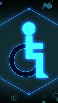 Vertical video: Neon lines sweeping in forming hexagon, cyan access icon pulsing, promoting access