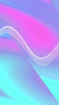 Vertical video: On start ribbon moving right, waving, peaking then thinning, forming looping visual