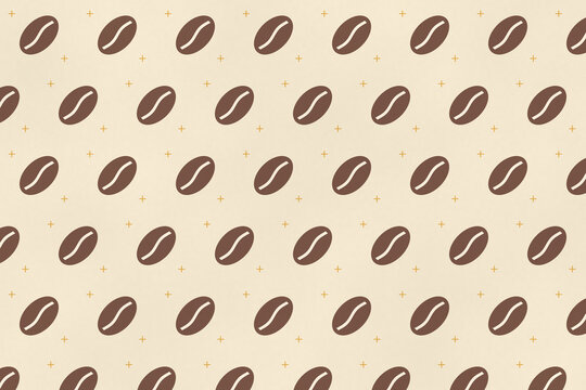 Roasted coffee beans and little stars on oat